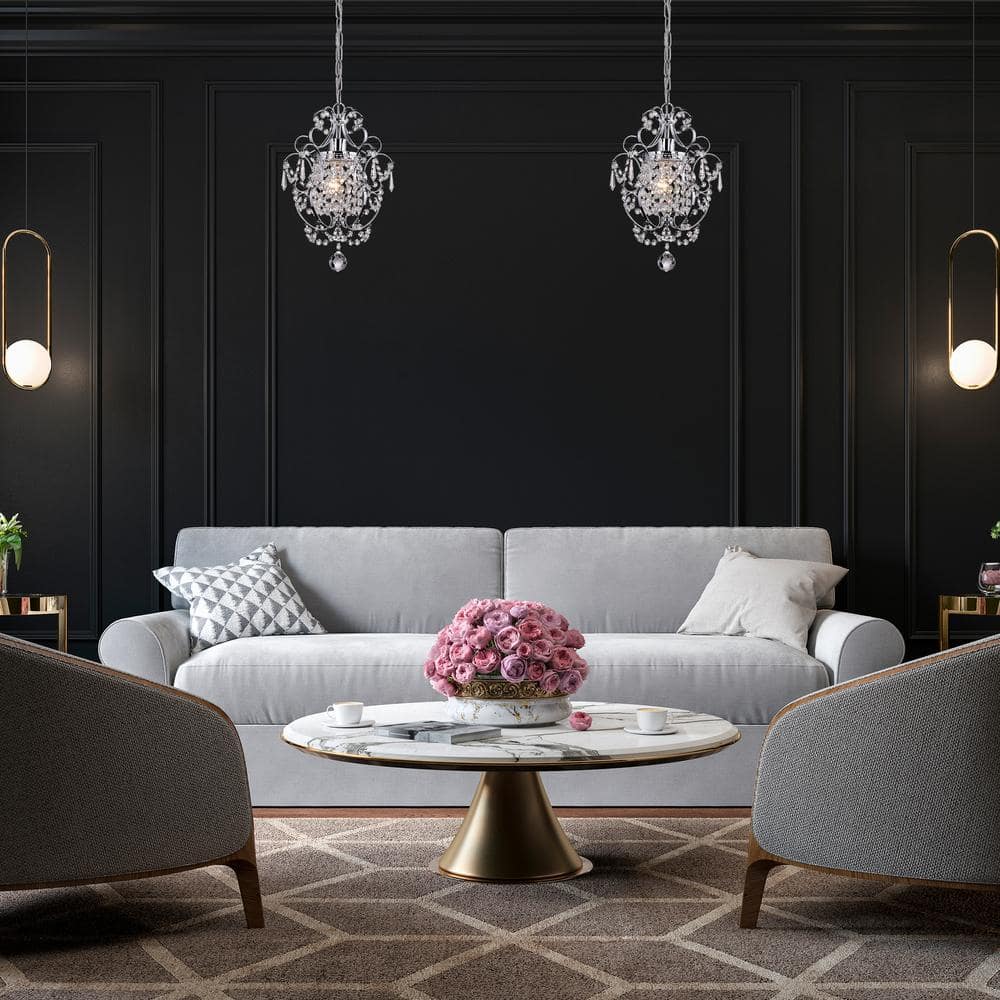Amorette Chrome Mini Chandelier with Crystal Accents