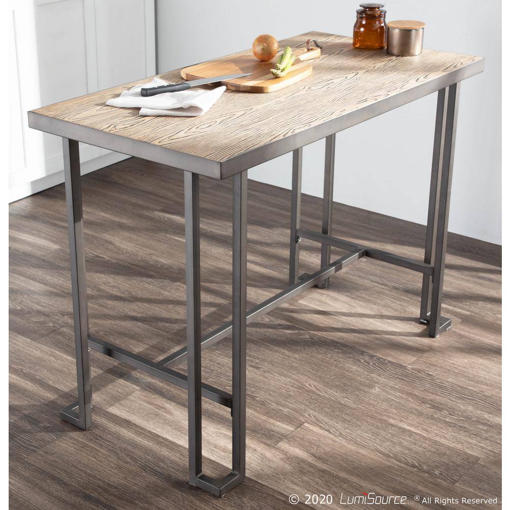 Reclaimed Wood Rustic Brown Counter Table with Steel Frame