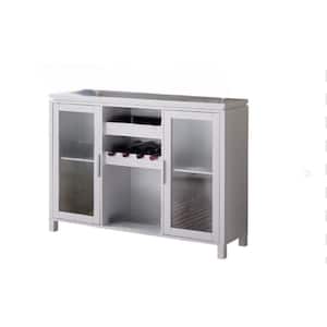 SignatureHome Neiman White Finish Material Wood/Glass Table Height 30 in. Buffet Wine Rack