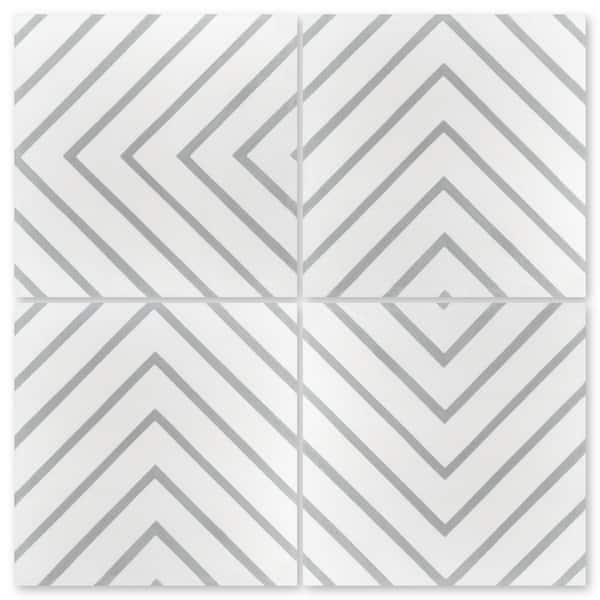 Villa Lagoon Tile Labyrinth Misty Gray 8 in. x 8 in. Cement Handmade Floor and Wall Tile (Box of 8 / 3.45 sq. ft.)