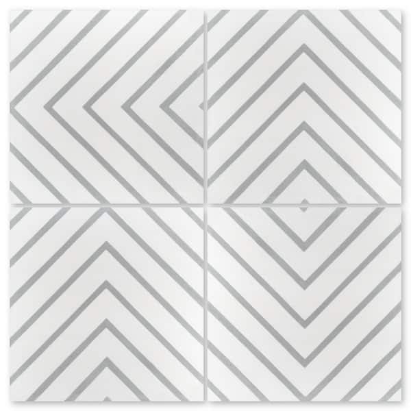 Villa Lagoon Tile Labyrinth A Misty Gray 8 in. x 8 in. Cement Handmade Tile Sample