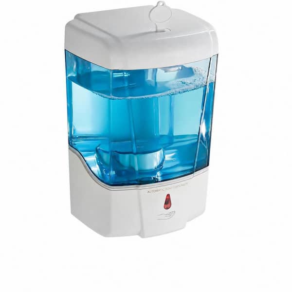 White Automatic Wall Mount Soap Dispenser, 600 ml Touchless Liquid and Gel Hand Sanitizer Dispenser for Bathroom