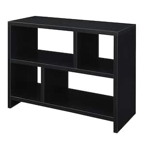 Northfield 38 in. Black 28 in. Rectangle Wood Console Table with Wood Frame and Shelves