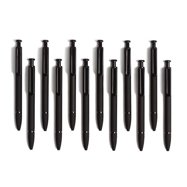 Office Depot Soft-Grip Retractable Ballpoint Pens, Medium Point, 1.0 mm,  Black Barrel, Black Ink, Pack Of 12