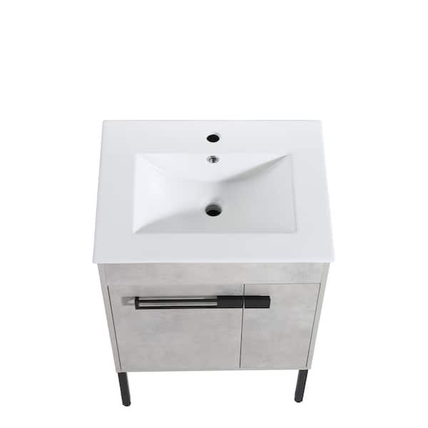 CASAINC 18 in. W x 24 in. D x 35 in. H Freestanding Bath Vanity in White with White Top with Soft Close Doors
