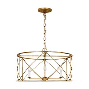 Beatrix 22 in. W x 14 in. H 4-Light Antique Gild Indoor Dimmable Large Lantern Chandelier with No Bulbs Included