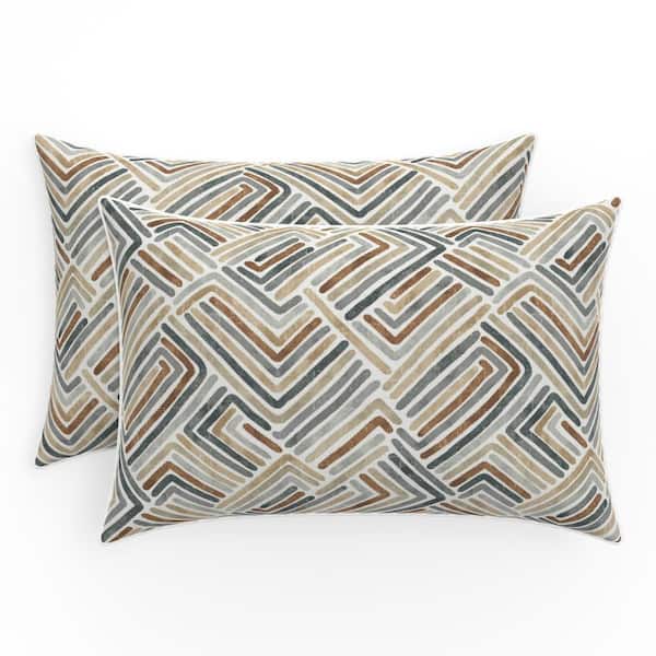 Pillow Perfect Geometric 24.5 in W x 5 in H Outdoor Lumbar Throw Pillows 2-Count in Estie Rattan