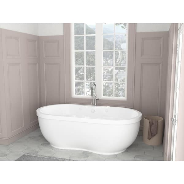 Agate Diamond Series 6 ft. Acrylic Center Drain Flatbottom Whirlpool Freestanding Bathtub in White