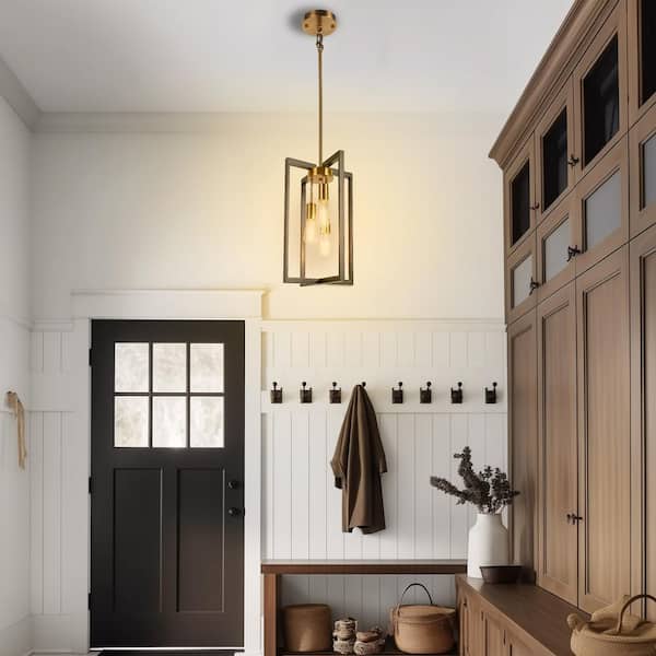 3-Light Modern Rectangle Black and Gold Pendant Kitchen Island Pendant Light