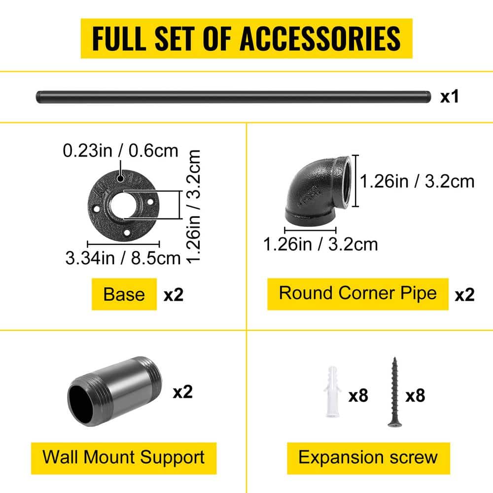 Black 3ft Metal Staircase Handrail with PVC Coating