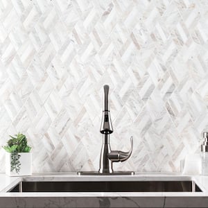 Angora Rhombus 12.45 in. x 10.83 in. Polished Marble Mesh-Mounted Mosaic Floor and Wall Tile (9.4 sq. ft./Case)