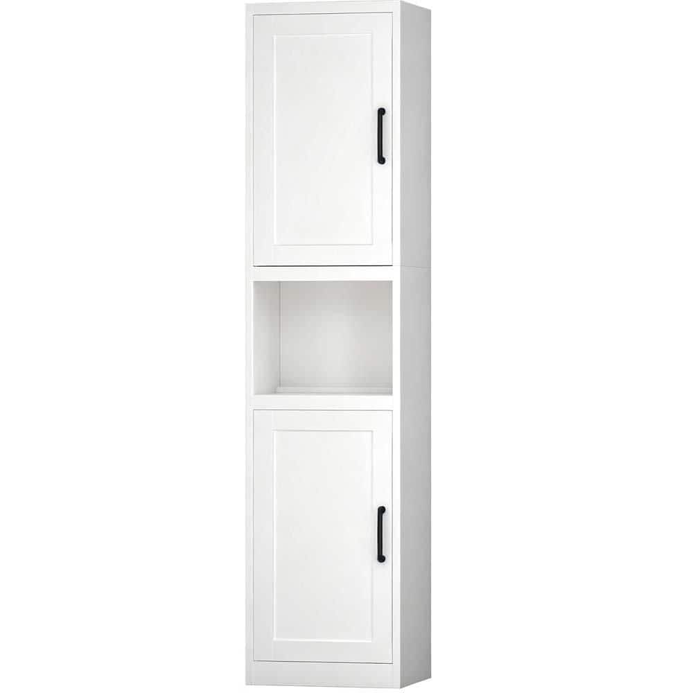 White Metal Pantry Organizer, Storage Cabinet with Reversible