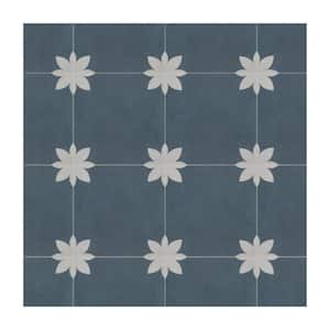 Flower Blue 9 in. x 9 in. Vinyl Peel and Stick Backsplash Stone Composite Wall and Floor Tile (9.12 sq. ft./Case)