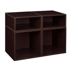 19.5 in. H x 26 in. W x 13 in. D Brown Wood 4-Cube Organizer