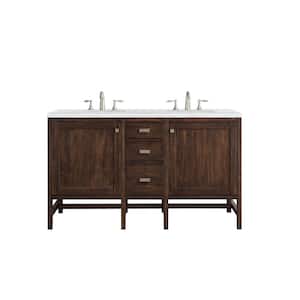 Addison 60 in. W. x 23.5 in.D x 35.5 in. H Double Vanity in Mid Century Acacia with Solid Surface Top in Arctic Fall