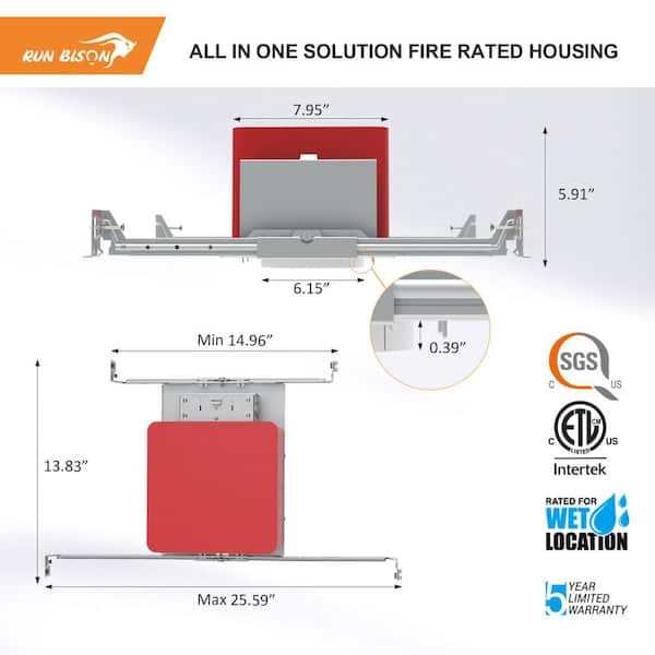 6 in. Air-Tight IC Rated Fire Rated New Construction Recessed Housing, with TP24 Connector, ETL Certificated (2-Pack)