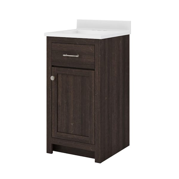 Reese 19 in. W x 17 in. D x 38 in. H Single Sink Bath Vanity in Mocha with White Cultured Marble Top