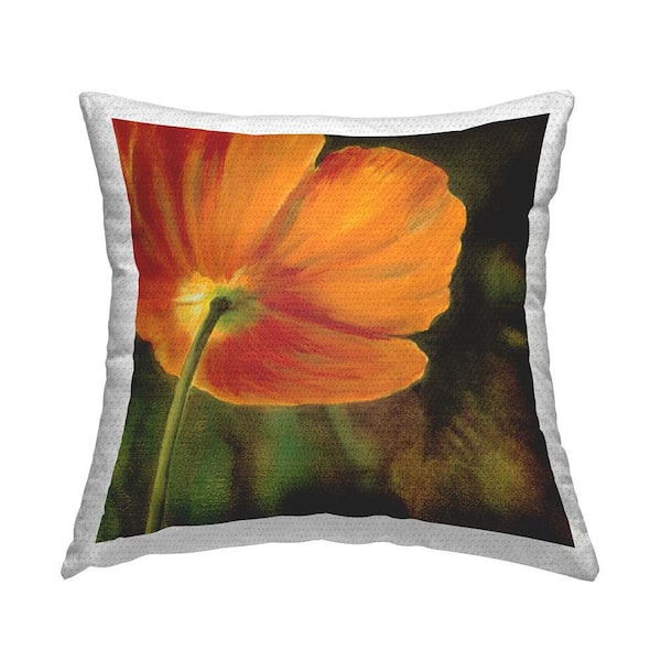 Orange Poppy Flower Nature Orange Square Outdoor Throw Pillow