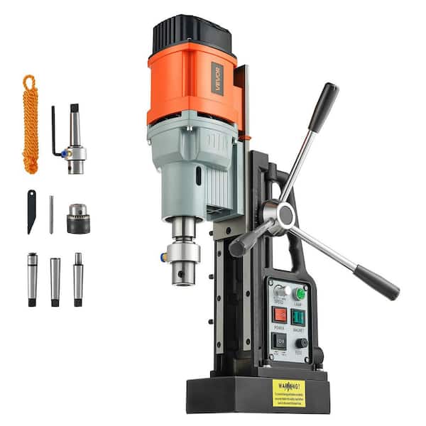 Magnetic Drill Press, 1550W, 2. 4in. Drilling Capacity, 2922 lbf Magnetic Force, Adjustable Speed 0-600 RPM, Morse Taper