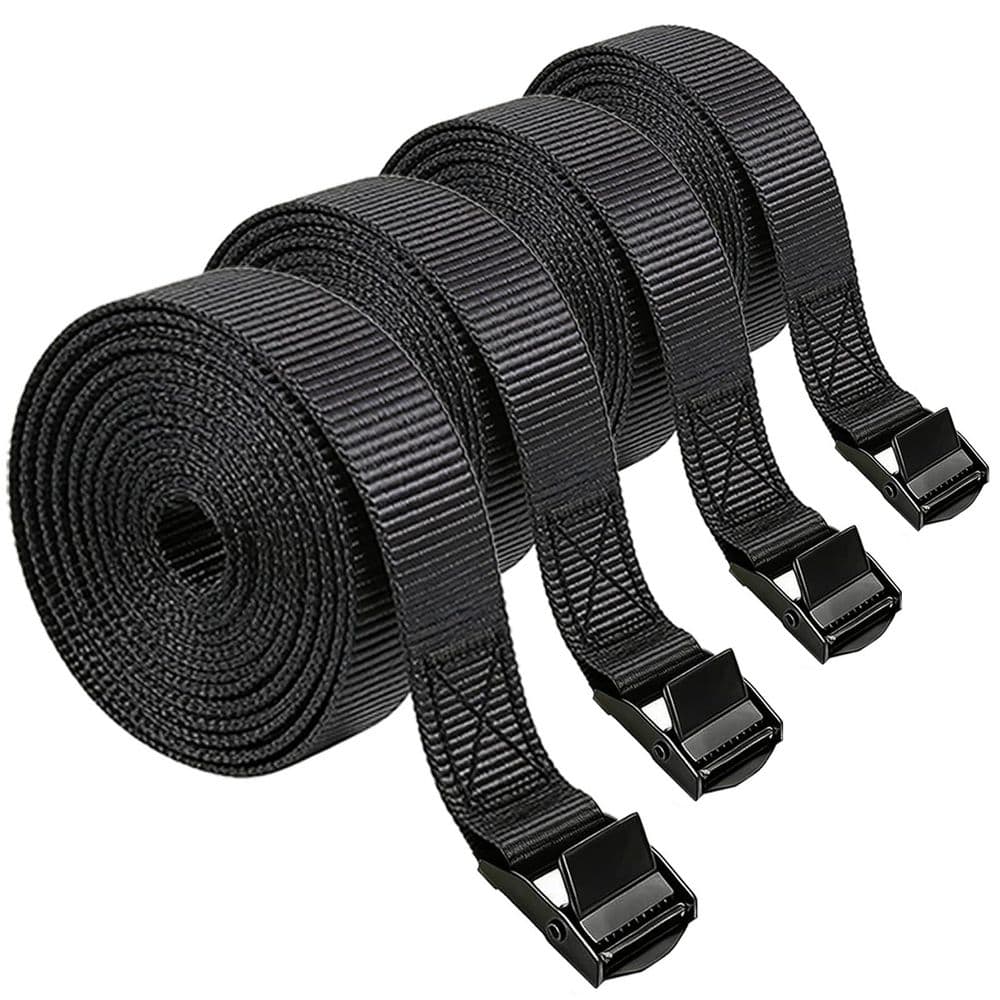 5 ft x 1 in Cam Buckle Lashing Straps Adjustable Tie-Down Heavy Duty Polyester Cargo Strap 4 Pack Black price history on PriceWatchPro