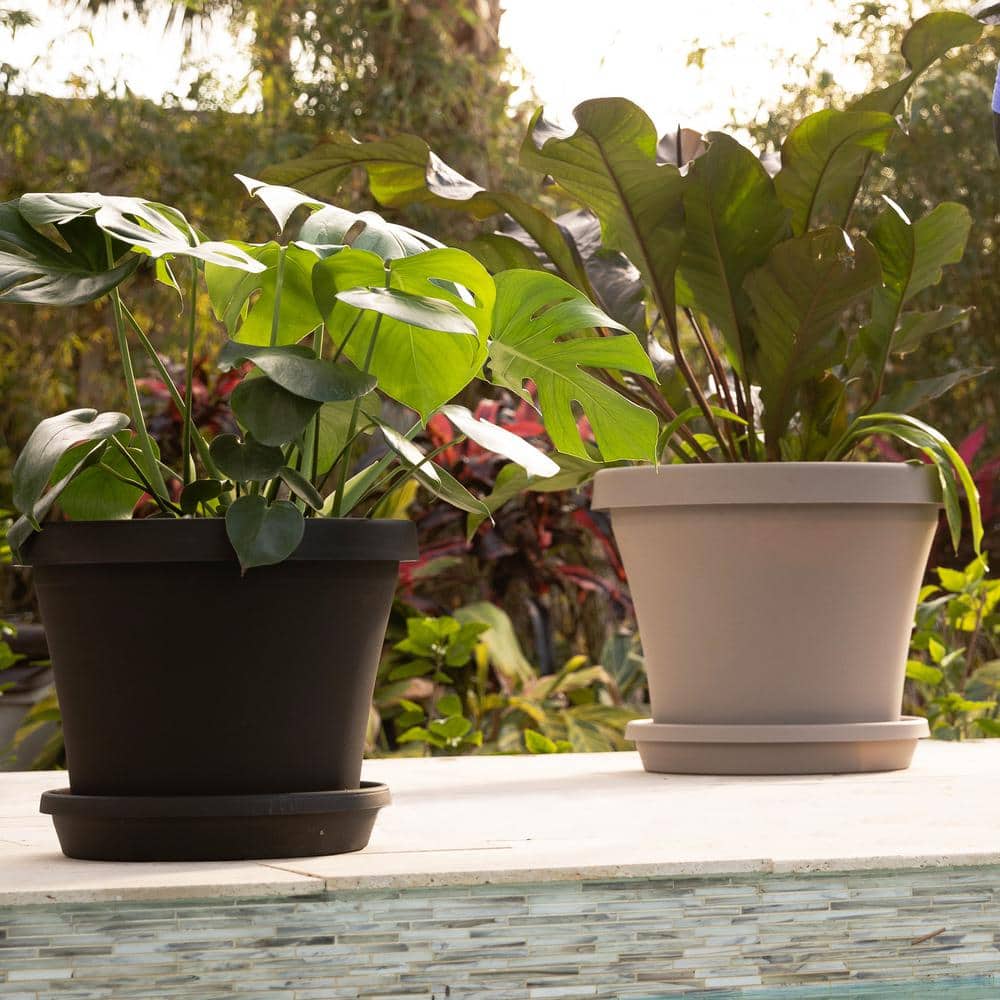 Terra Inspired 14" Black Polypropylene Tapered Planter