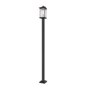 Portland 1-Light Rubbed Bronze 117 in. Aluminum Hardwired Outdoor Weather Resistant Post Light Set with No Bulb included