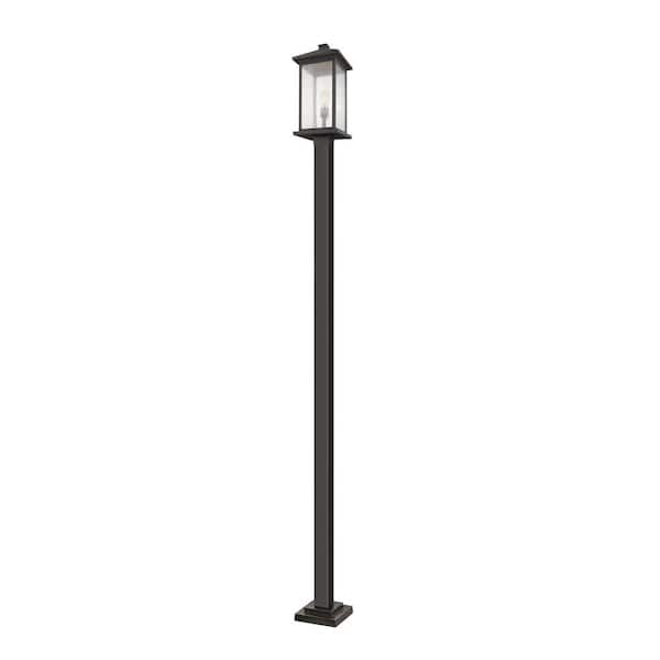 Unbranded Portland 1-Light Rubbed Bronze 117 in. Aluminum Hardwired Outdoor Weather Resistant Post Light Set with No Bulb included