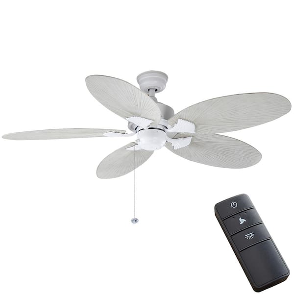 Hampton Bay Lillycrest 52 in. Indoor/Outdoor Matte White Ceiling Fan Bundle with Remote Control