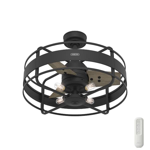 Hunter Circulus 27 in. Indoor Matte Black Ceiling Fan with Remote and Light Kit