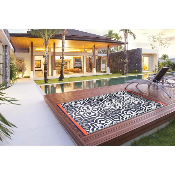 4 X 6 Blue Lightweight New York Reversible Plastic Indoor Outdoor Area Rug