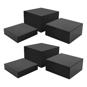 Black 8 in. 9 in. 10 in. 3-Different Sizes Rectangular Display Stands with Hollow Bottoms (Set of 6)