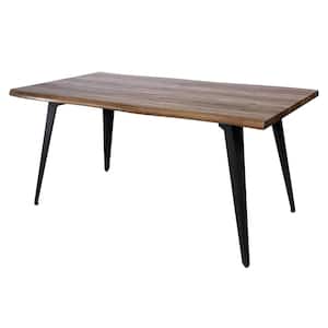 Ravenna Modern Rectangular Wood 63 in. Dining Table with Metal Legs in Dark Brown