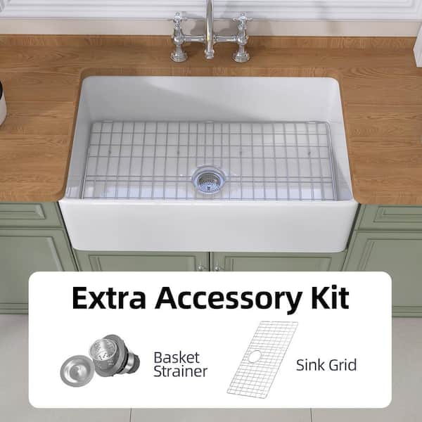 NTQ 36 in. Apron-Front Kitchen Sinks White Single Bowl Drop In