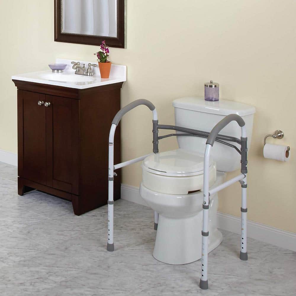 Adjustable Height Metal Toilet Safety Frame with Non-Slip Pads