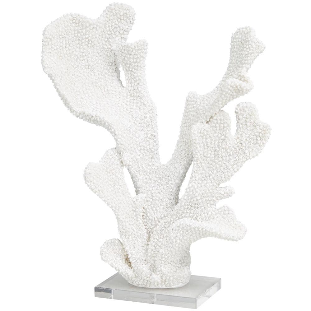 Litton Lane White Polystone Tall Textured Coral Sculpture with Clear  Acrylic Base 043574 - The Home Depot