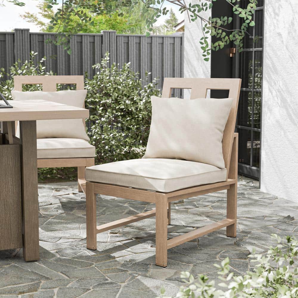 GREEMOTION Bordeaux Metal Outdoor Dining Chair With Beige Cushion