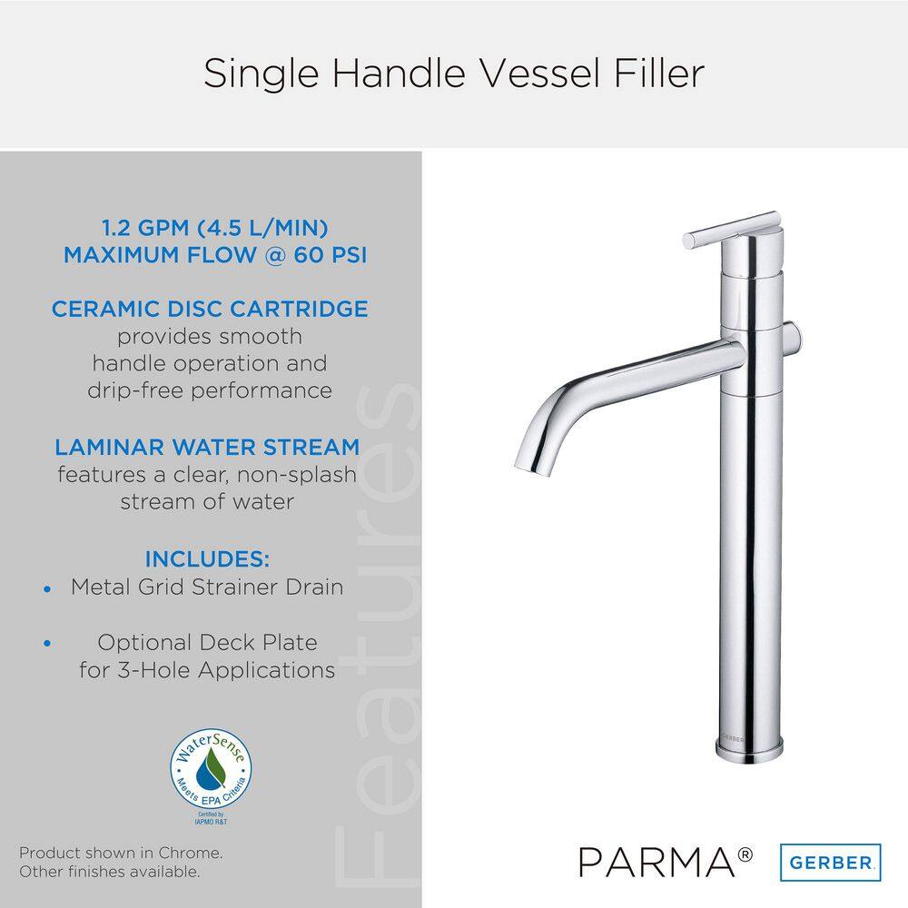 Parma Chrome Single Handle Vessel Bathroom Faucet