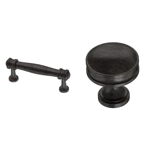 Charmaine 3 in. Venetian Bronze Cabinet Pull and 1-1/8 in. Knob Combo