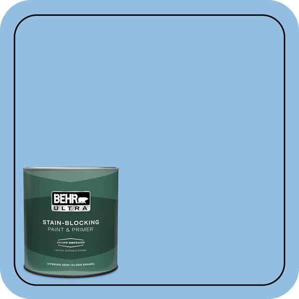 BEHR ULTRA 1 qt. #P520-3 Toile Blue Extra Durable Semi-Gloss Enamel Interior Paint & Primer