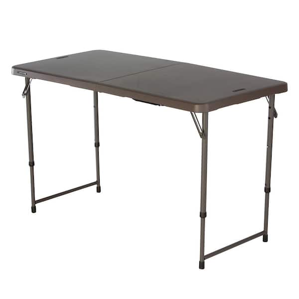 Lifetime 48 in. L Brown Plastic Top Adjustable Fold-In-Half Table (Commercial)