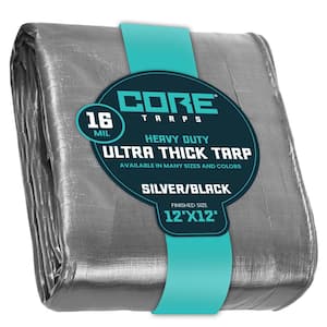 12 ft. x 12 ft. Silver/Black 16 Mil Heavy Duty Polyethylene Tarp, Waterproof, UV Resistant, Rip and Tear Proof
