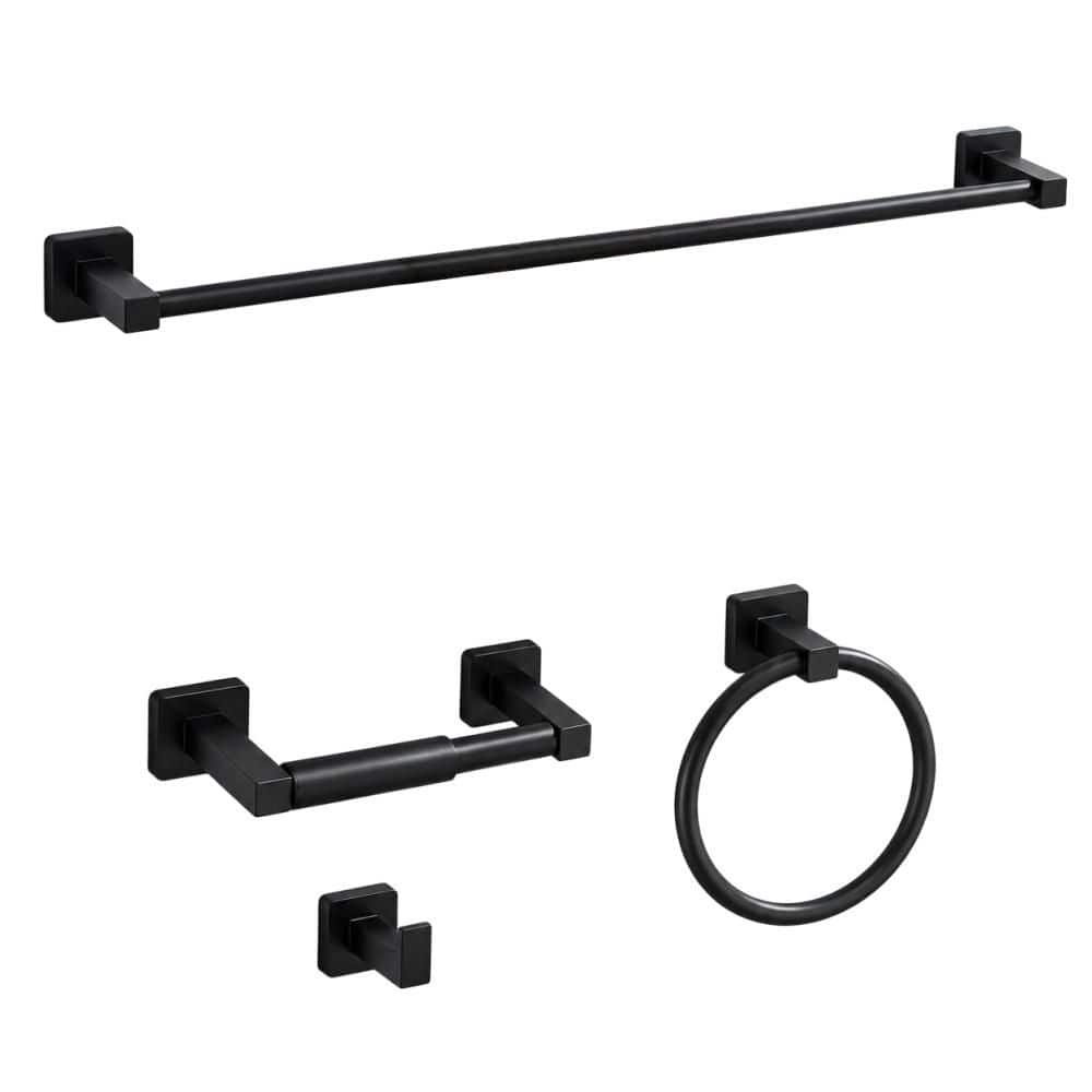 23.6 in. Stainless Steel Bathroom Hardware Set for Bathroom, Towel Storage, Toilet Paper Dispensing, Matte Black(4-Pack) price history on PriceWatchPro