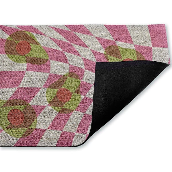 Optical Illusion Avocados Purple 18 in. x 30 in. Polyester Non-Slip Outdoor Door Mat