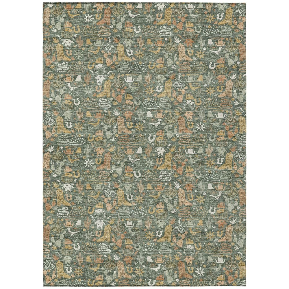 Chantille Machine Washable Indoor/Outdoor Abstract ACN2613 Basil 8 ft. x 10 ft. Area Rug price history on PriceWatchPro