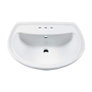 Cadet 6 in. Pedestal Sink Basin with 4 in. Faucet Centers in White