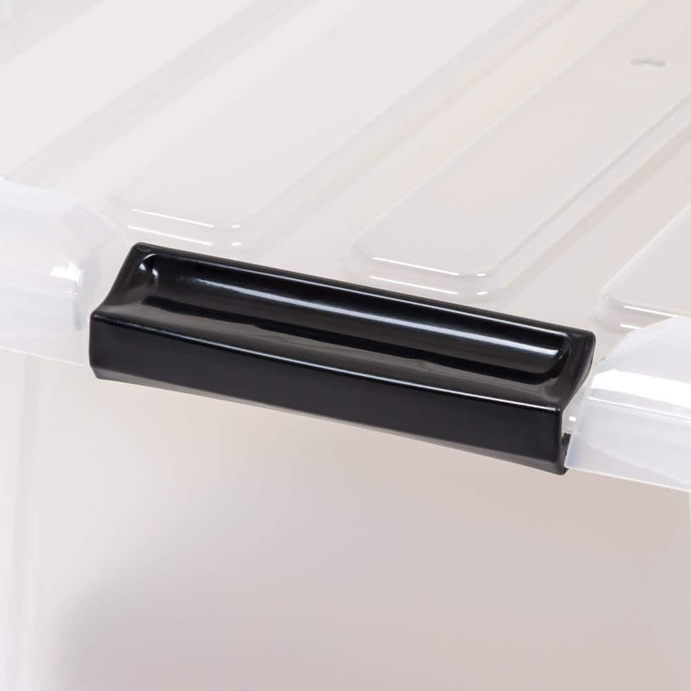 Clear Stackable Plastic Storage Bins with Latching Lids, 45 Qt, Set of 4