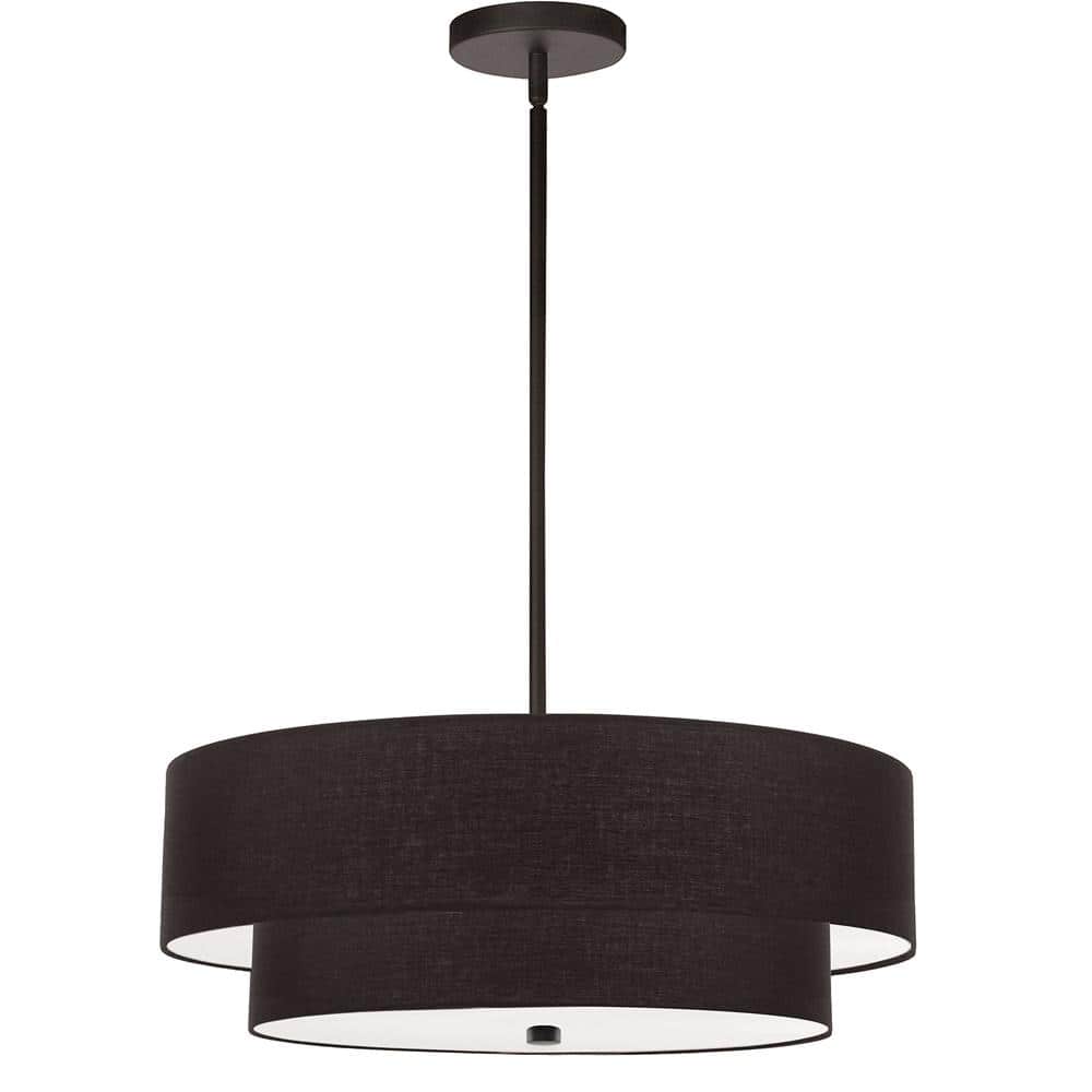 Everly Matte Black 20" Drum Pendant with White Inner Shade