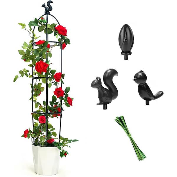 Phewnyzo 48 in. Tower Obelisk Garden Trellis, Rustproof Fiberglass Potted Plant Support Stands for Climbing Plant with 20-Ties