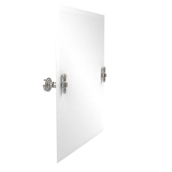 Allied Brass Retro-Dot 21 in. W x 26 in. H Frameless Rectangular Beveled Edge Bathroom Vanity Mirror in Polished Nickel
