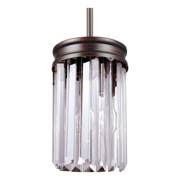 Generation Lighting Carondelet 5.125 in. W. 1-Light Burnt Sienna Mini Pendant with LED Bulb